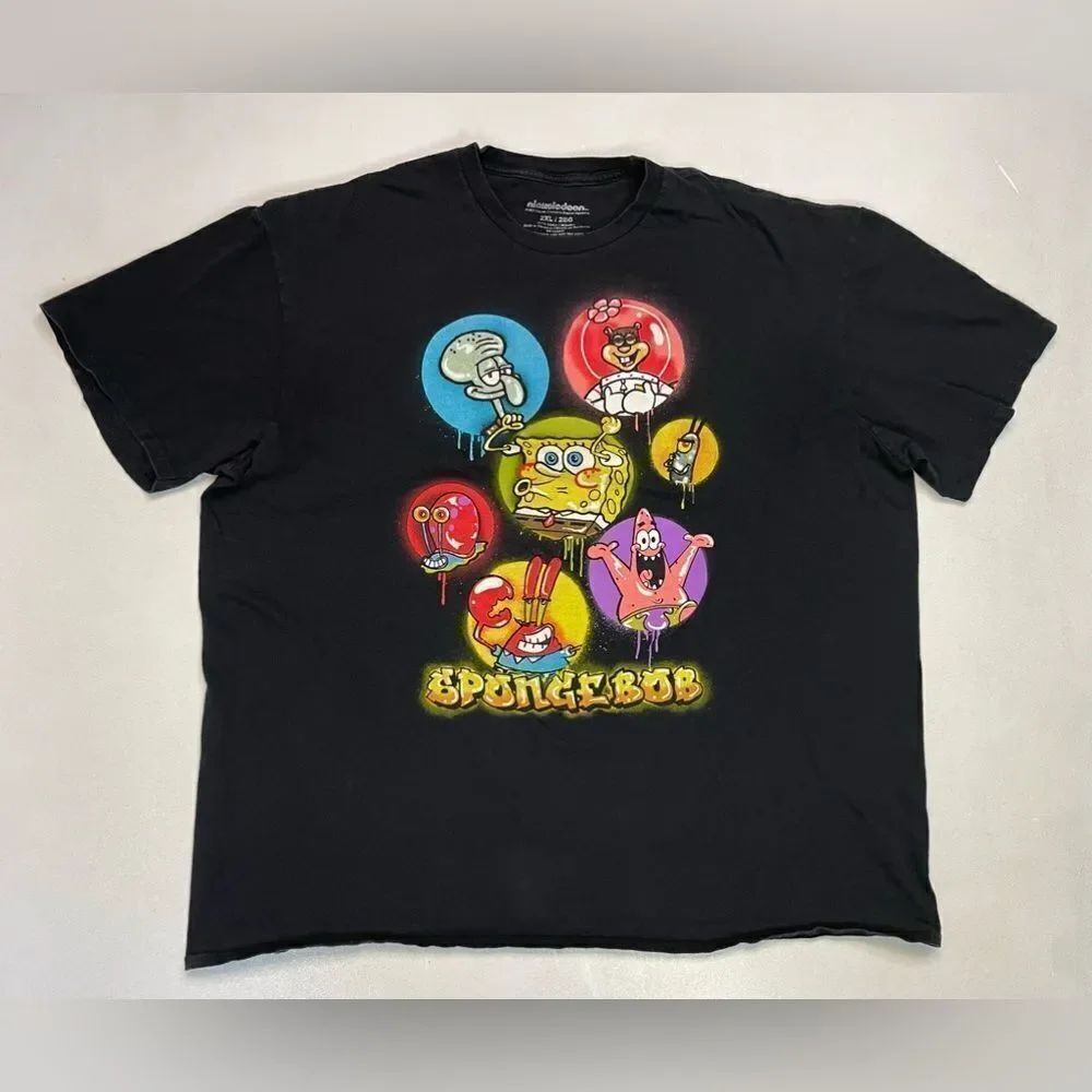 SpongeBob SquarePants Graphic T-shirt Men XXL Black Short Sleeve